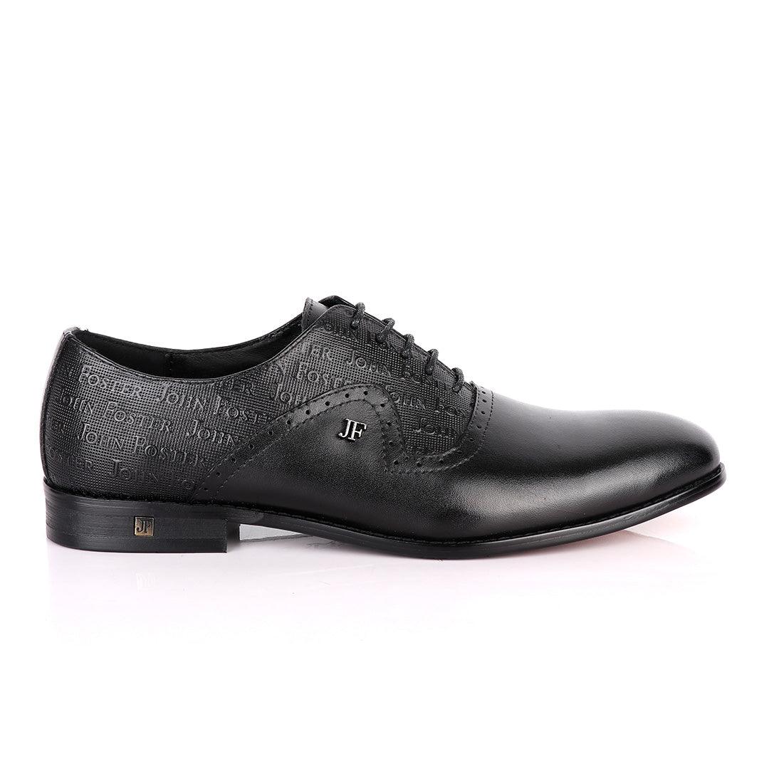 John Foster Crested Oxford Black Leather Formal Shoe - Obeezi