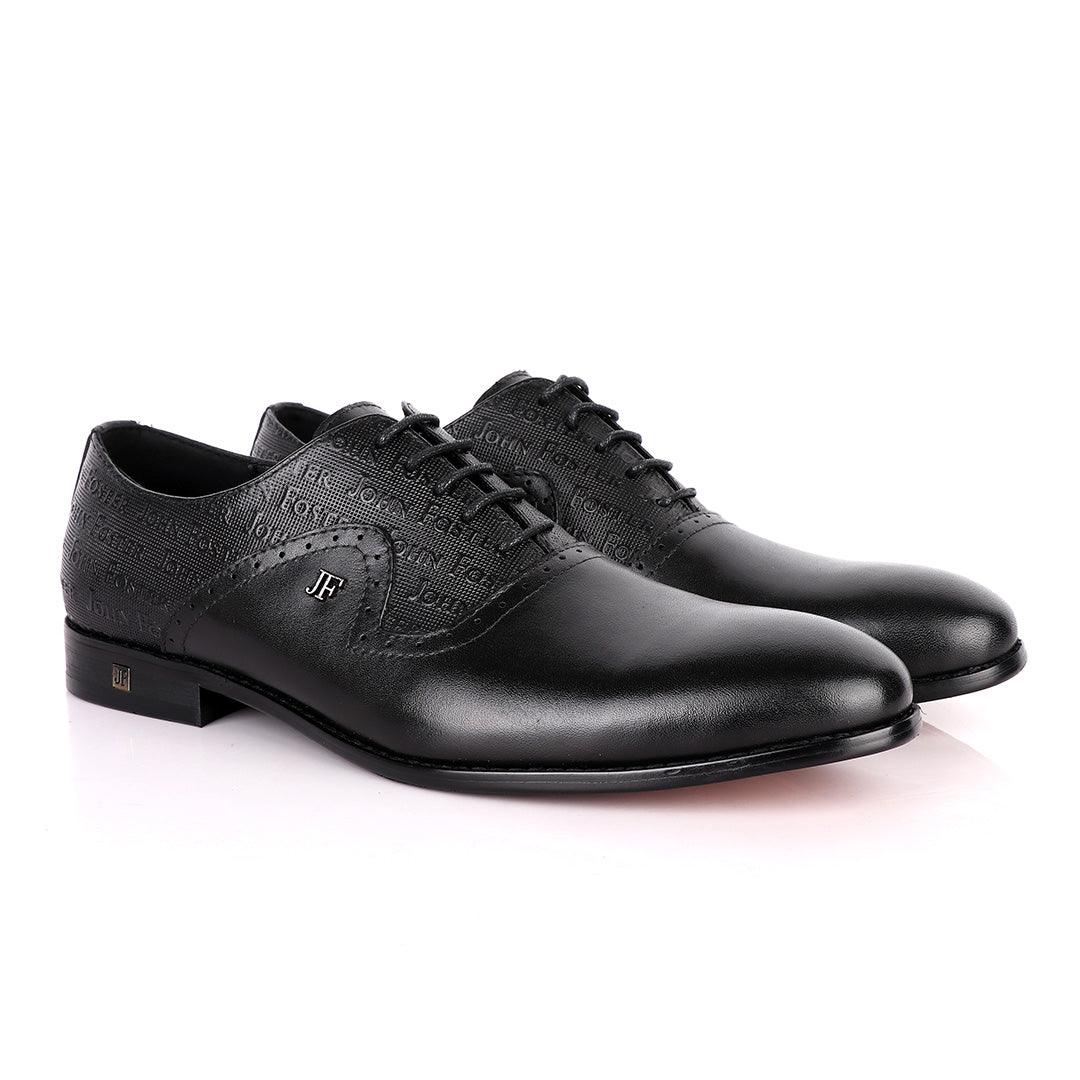 John Foster Crested Oxford Black Leather Formal Shoe - Obeezi