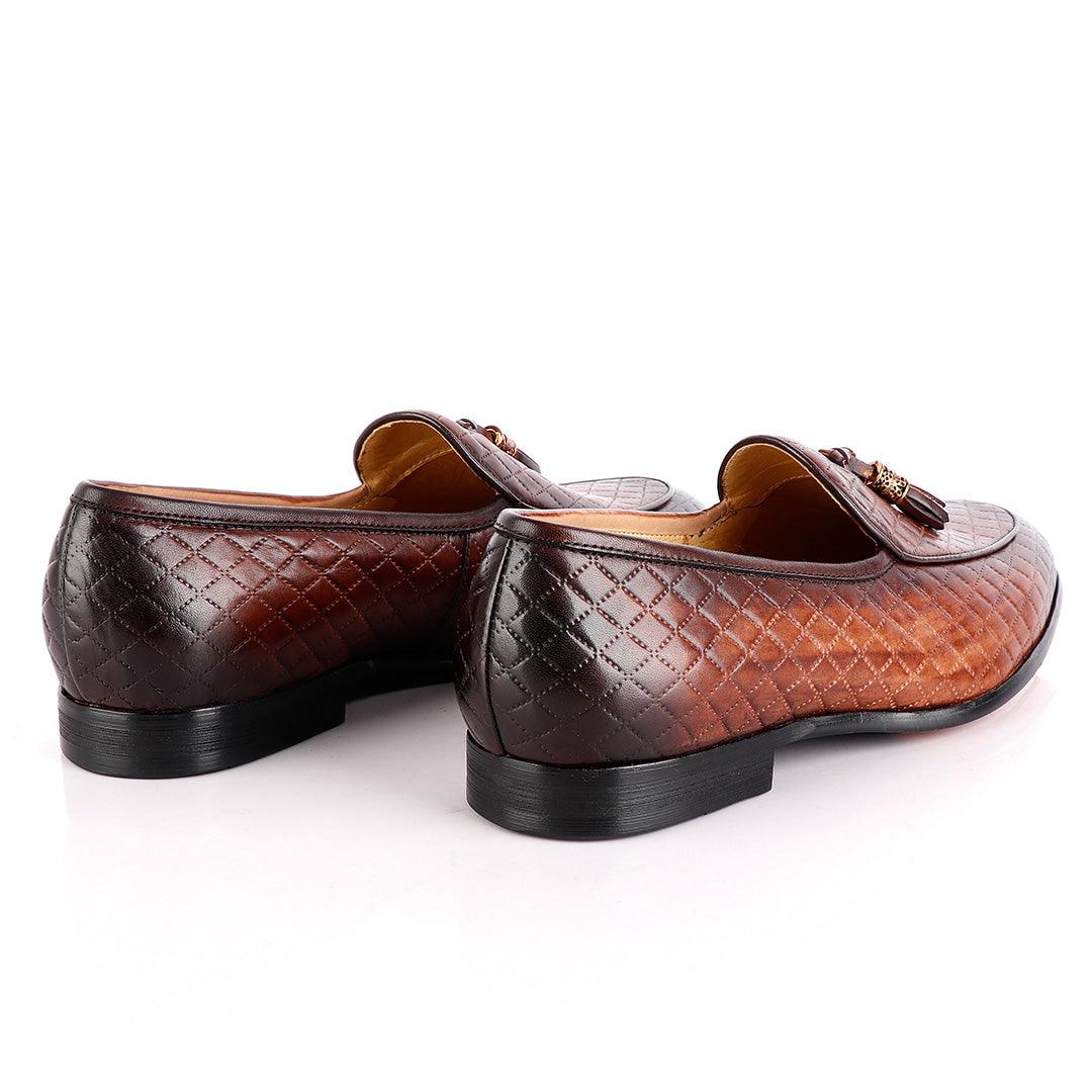 John Foster Croc Skin Men's Shoe With Tassel-Coffee - Obeezi
