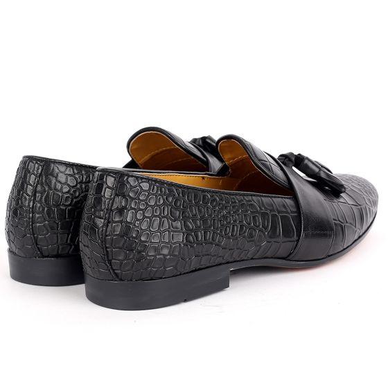 John Foster Croc Skin Single Belt Designed -Black - Obeezi.com