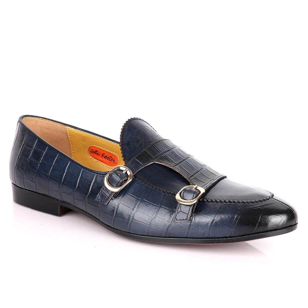 John Foster crocodile Leather Designed Monk Straps - Obeezi.com