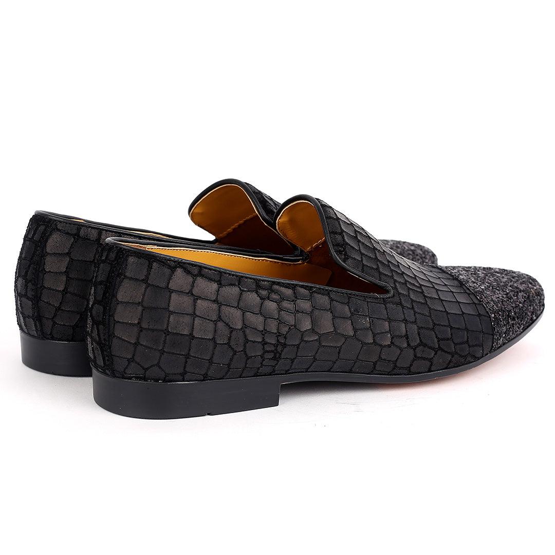 John Foster Crocodile leather Premium Half Stone Men's Shoe-Black - Obeezi.com