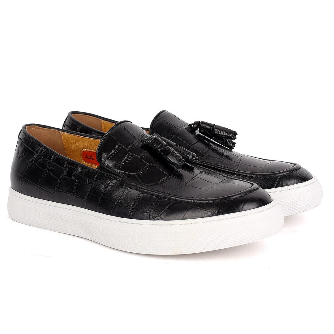 John Foster crocodile Leather Tassel Designed Cooperate Men's Sneaker Shoe - Obeezi.com