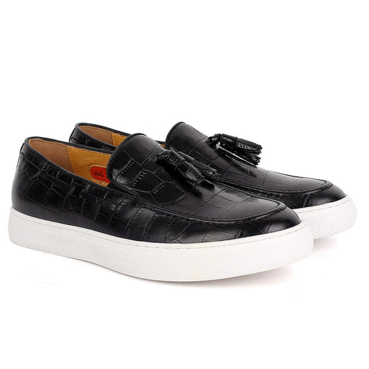John Foster crocodile Leather Tassel Designed Cooperate Men's Sneaker Shoe - Obeezi.com