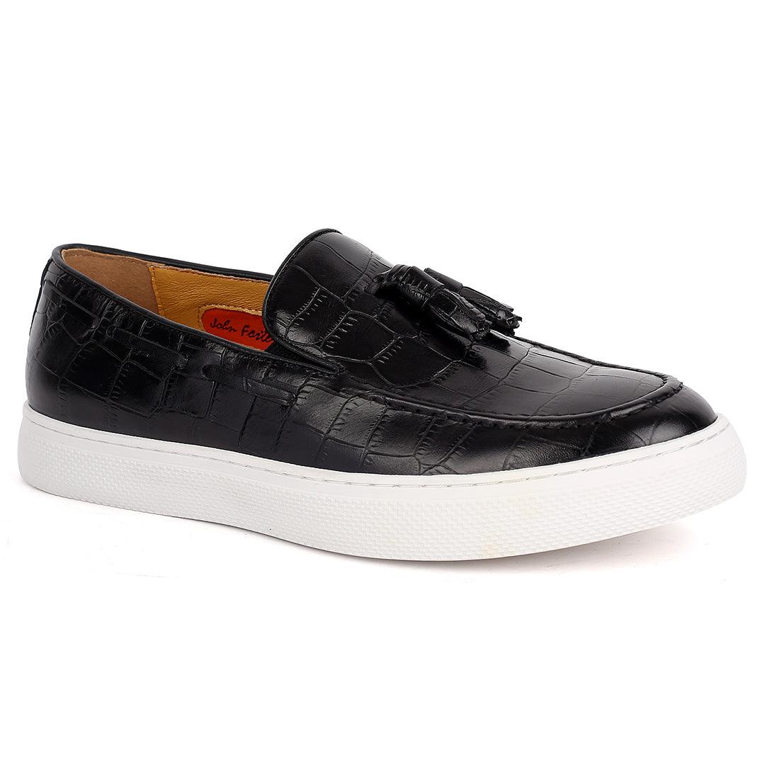 John Foster crocodile Leather Tassel Designed Cooperate Men's Sneaker Shoe - Obeezi.com