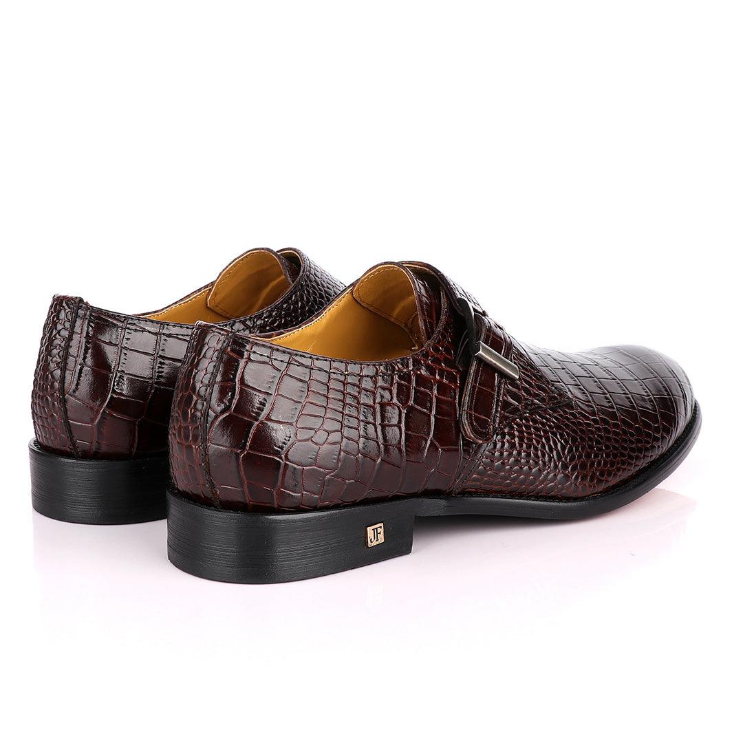 John Foster Crocodile Skin Brown Deep Colour Leather Shoe - Obeezi