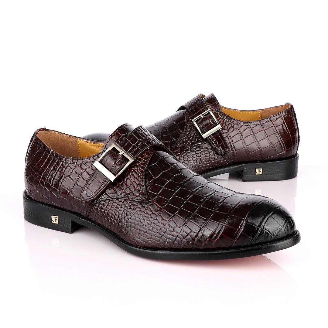John Foster Crocodile Skin Brown Deep Colour Leather Shoe - Obeezi