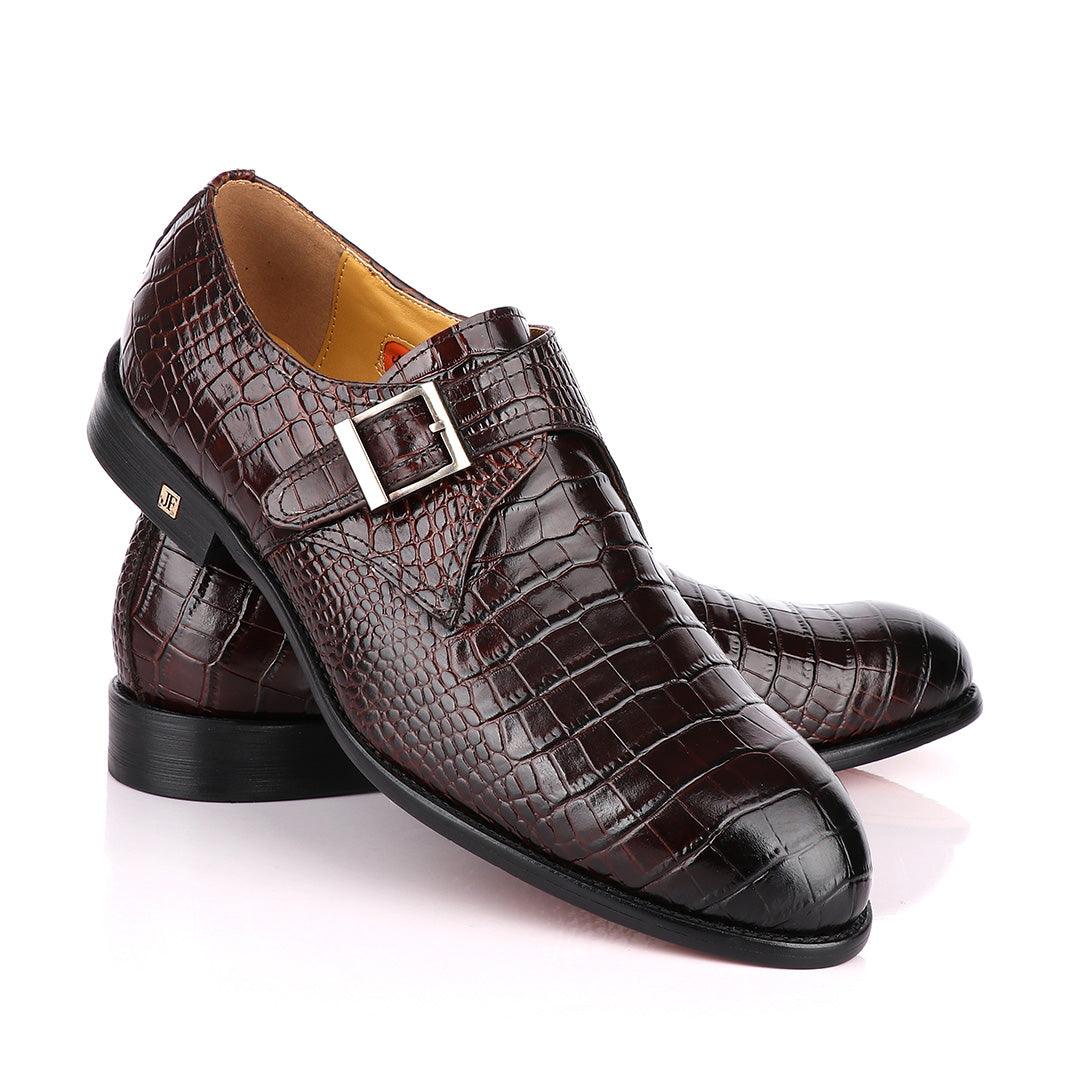 John Foster Crocodile Skin Brown Deep Colour Leather Shoe - Obeezi