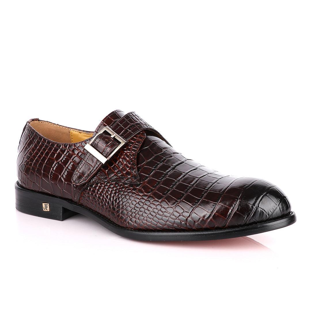 John Foster Crocodile Skin Brown Deep Colour Leather Shoe - Obeezi