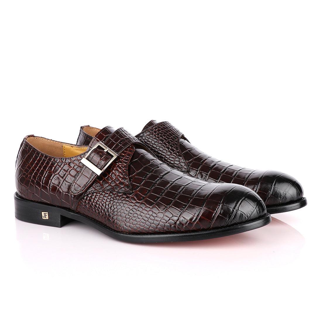John Foster Crocodile Skin Brown Deep Colour Leather Shoe - Obeezi