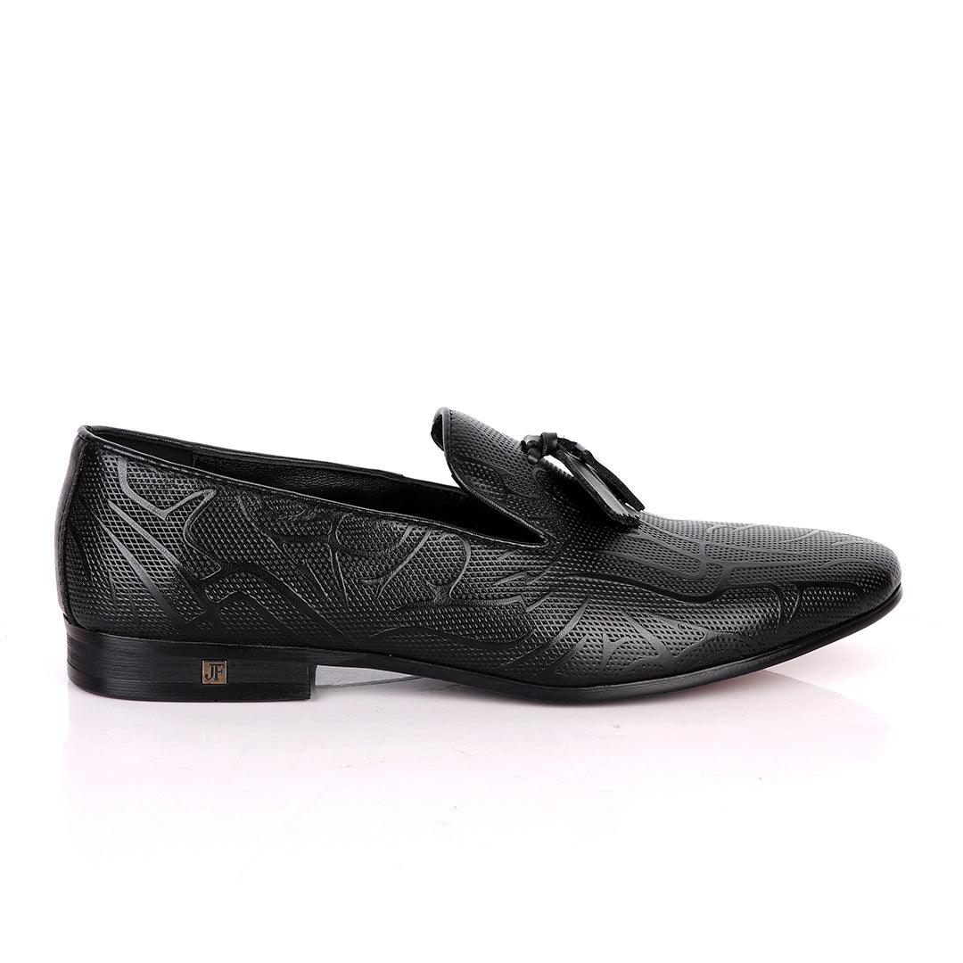 John Foster Dotted Leather With Art Design-Black - Obeezi