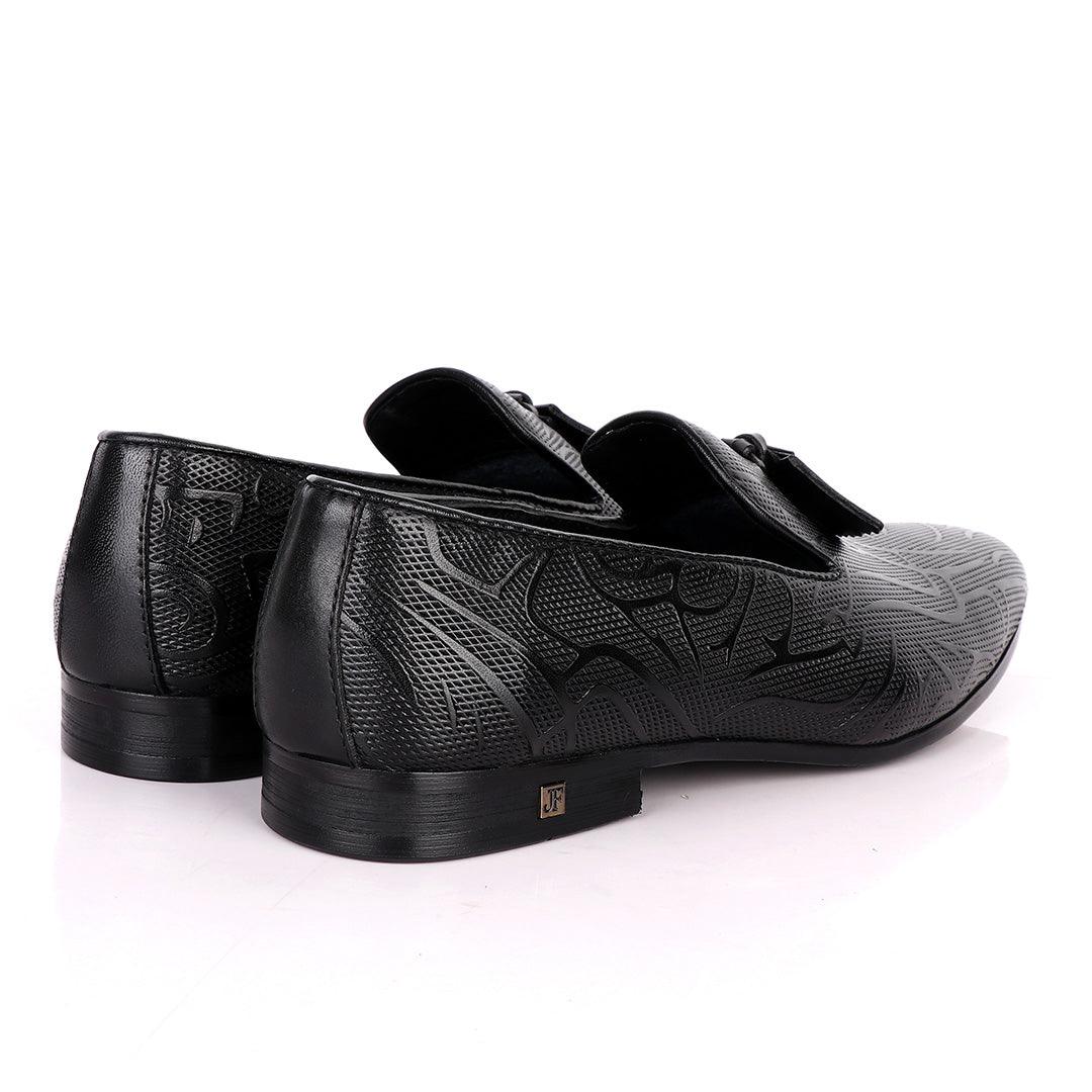 John Foster Dotted Leather With Art Design-Black - Obeezi