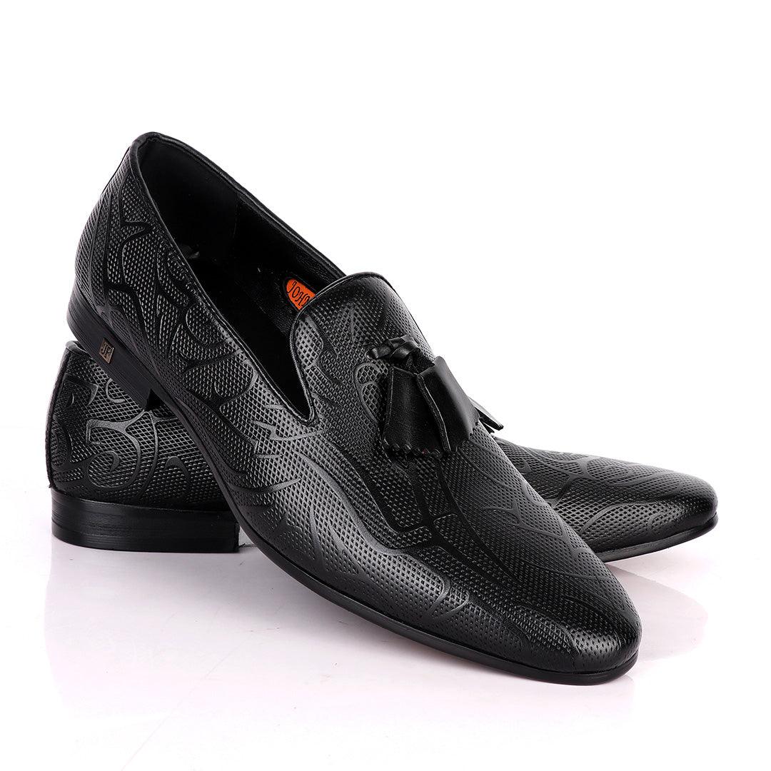 John Foster Dotted Leather With Art Design-Black - Obeezi