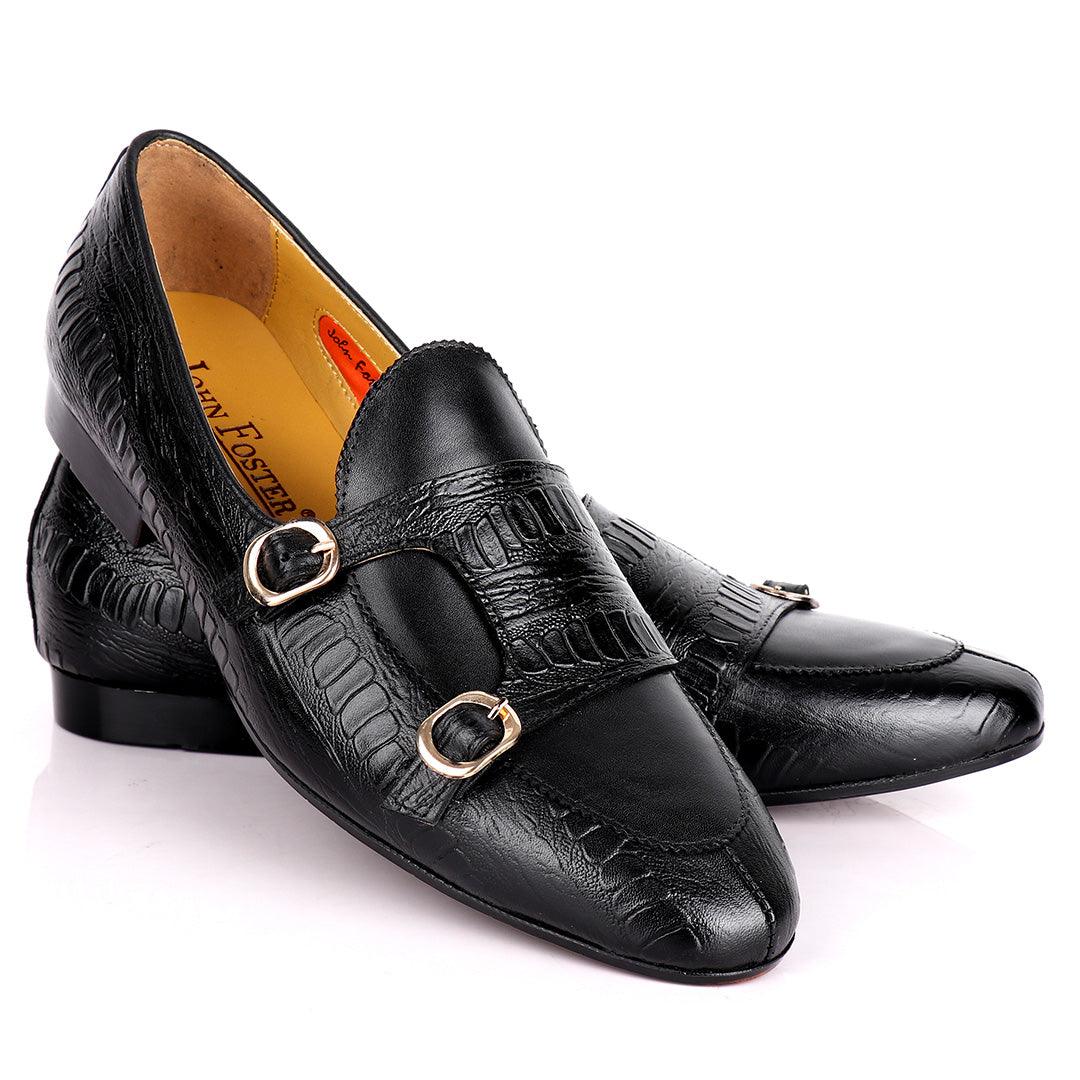John Foster Double Monk Croc Designed Men's shoes - Obeezi.com