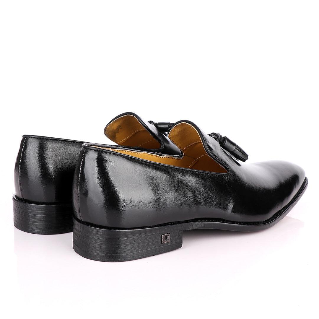 John Foster Double Tassle Slip On Shoe - Black - Obeezi