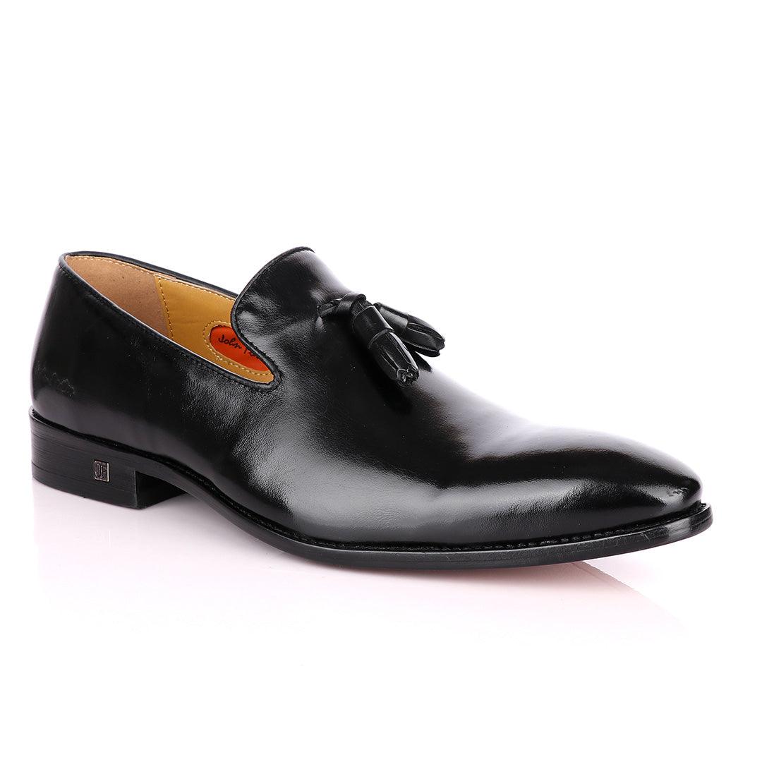 John Foster Double Tassle Slip On Shoe - Black - Obeezi