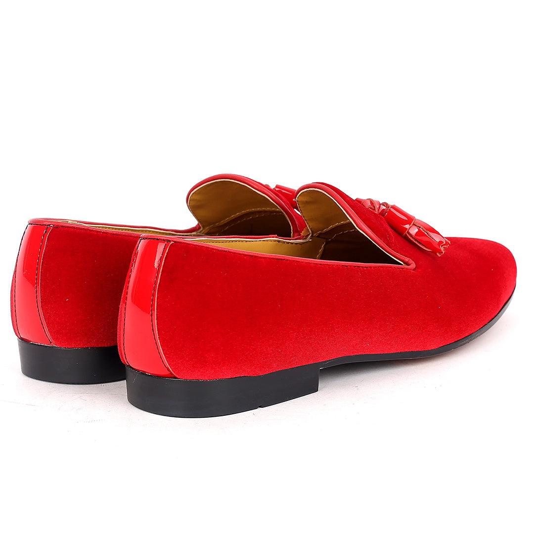 John Foster Exquisite Red Suede Leather Shoe with Tassel Design - Obeezi.com