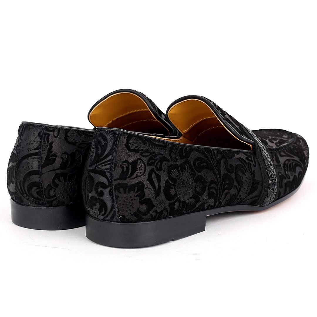 John Foster Flower Suede Leather Skin Single Belt Designed -Black - Obeezi.com