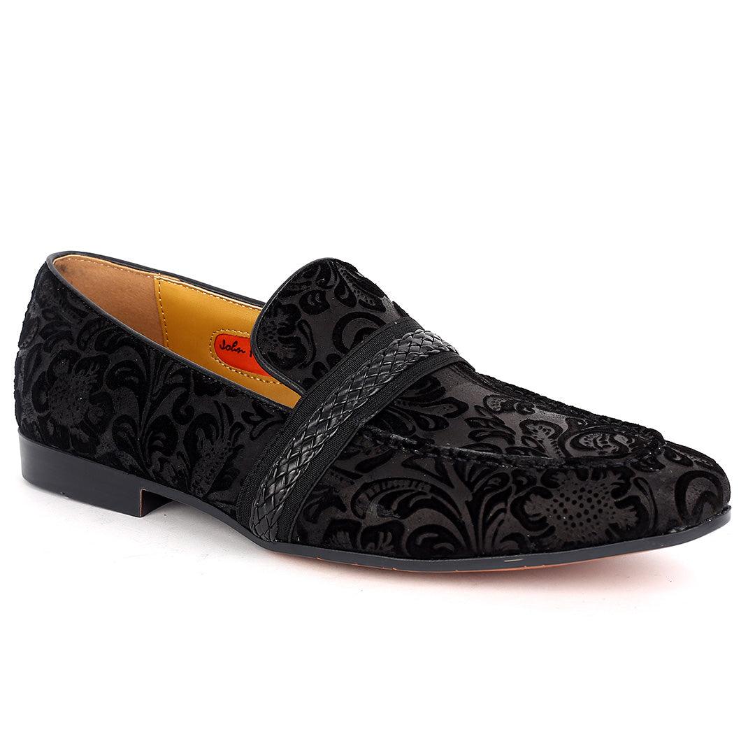 John Foster Flower Suede Leather Skin Single Belt Designed -Black - Obeezi.com