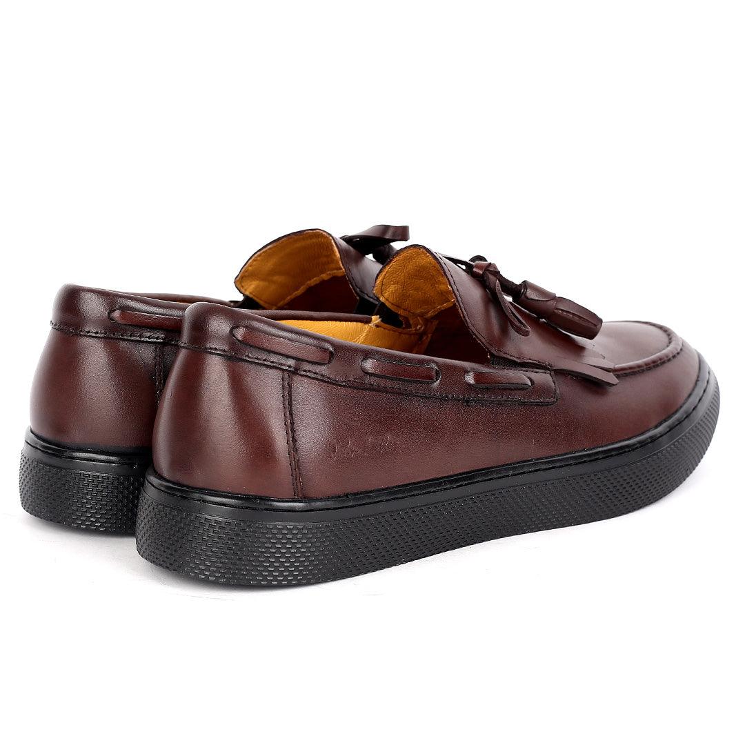 John Foster Fringe Tassel Men's Sneaker Shoe-Coffee - Obeezi.com