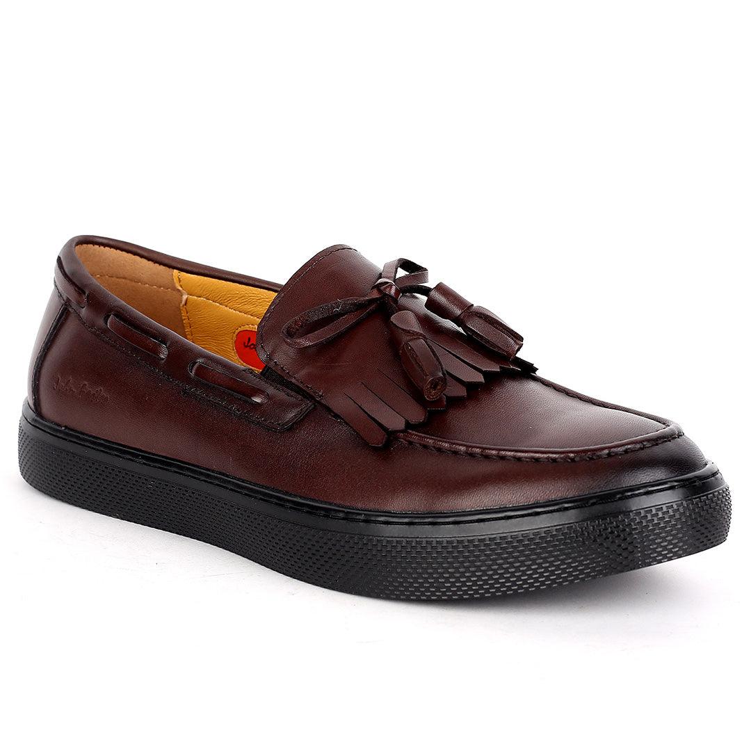 John Foster Fringe Tassel Men's Sneaker Shoe-Coffee - Obeezi.com