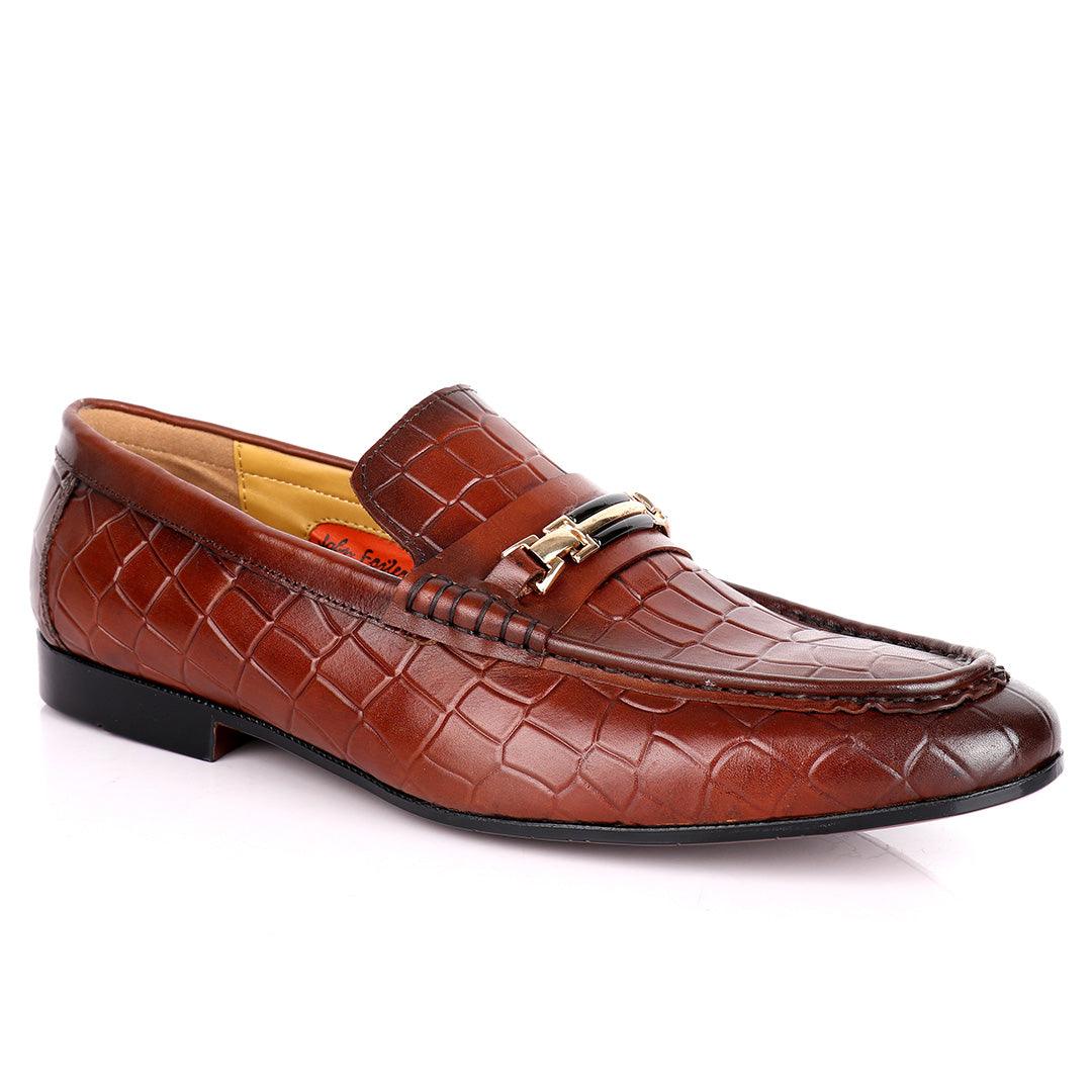 John Foster Full Crocodile Leather With Simple Chain Designed Men's Shoe - Obeezi.com