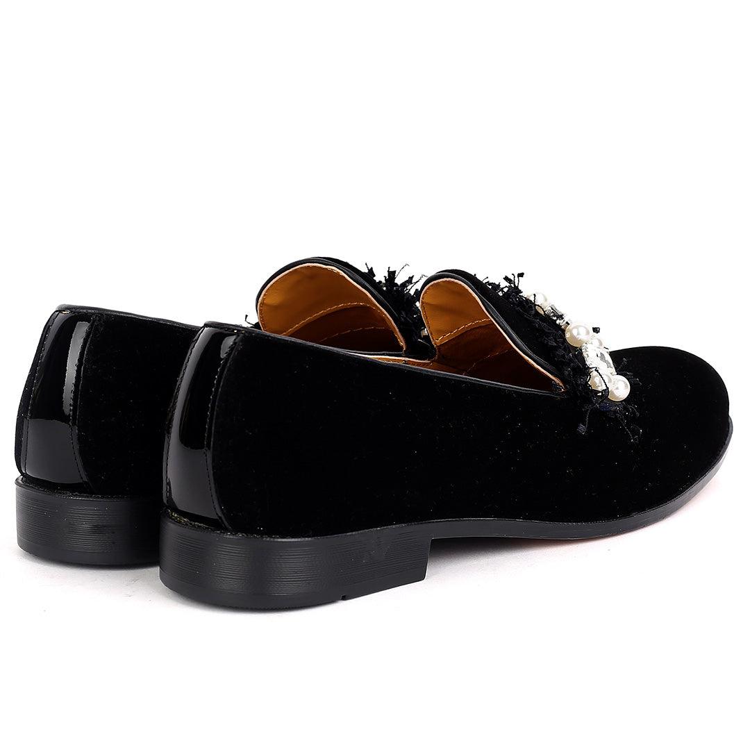 John Foster Full Suede Leather Skin Single Stone Belt Designed -Black - Obeezi.com