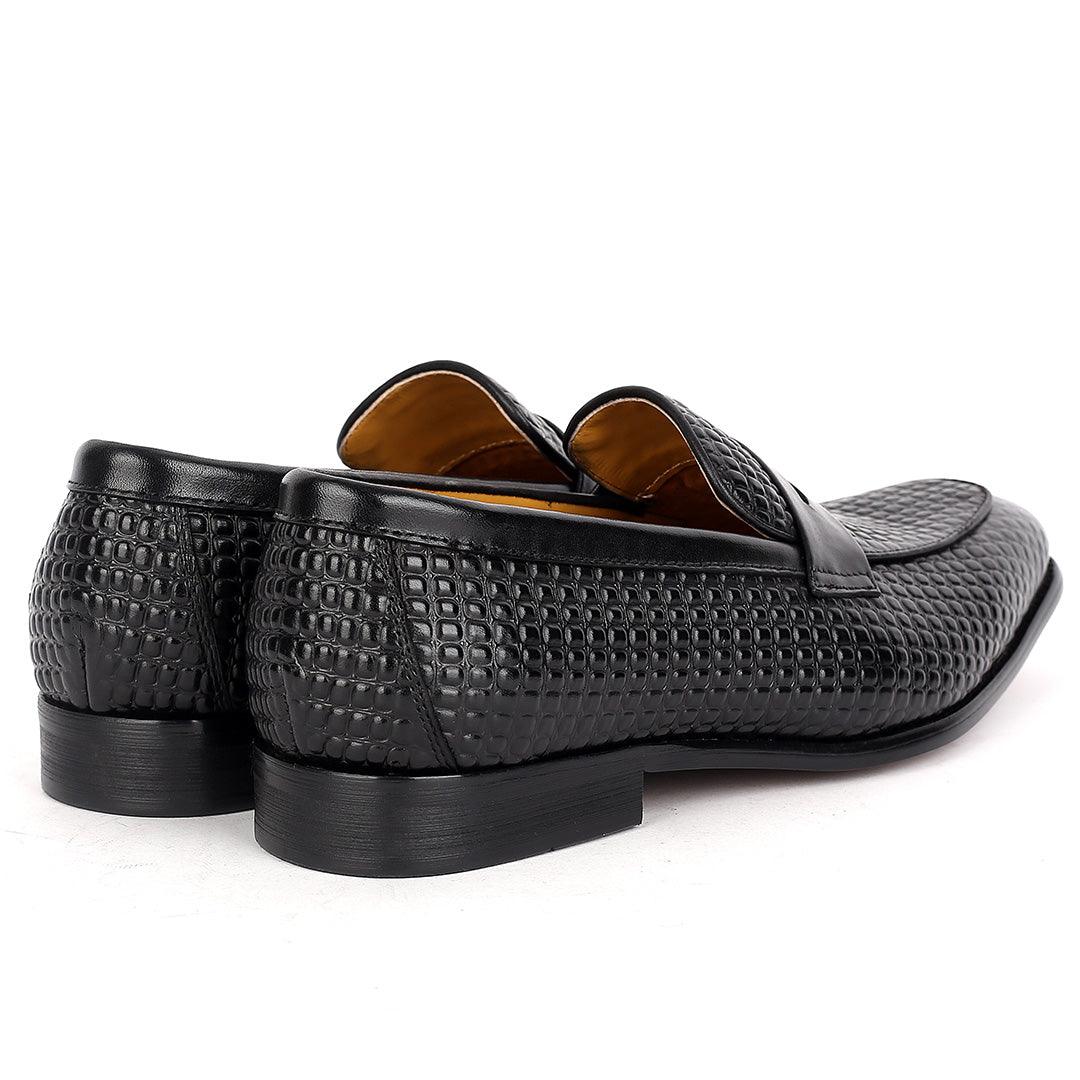 John Foster Full Woven Leather Skin Single Belt Designed -Black - Obeezi.com