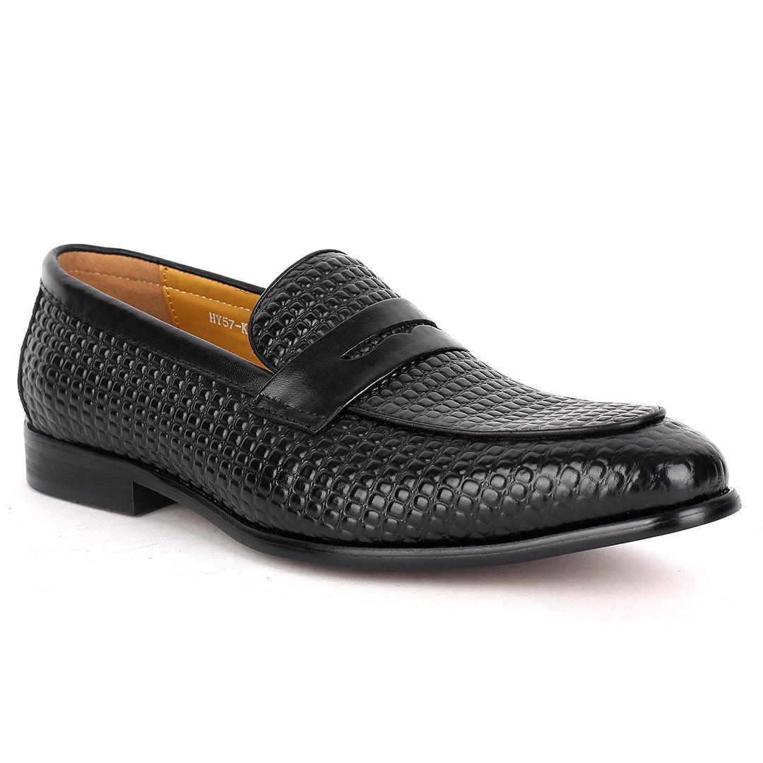 John Foster Full Woven Leather Skin Single Belt Designed -Black - Obeezi.com