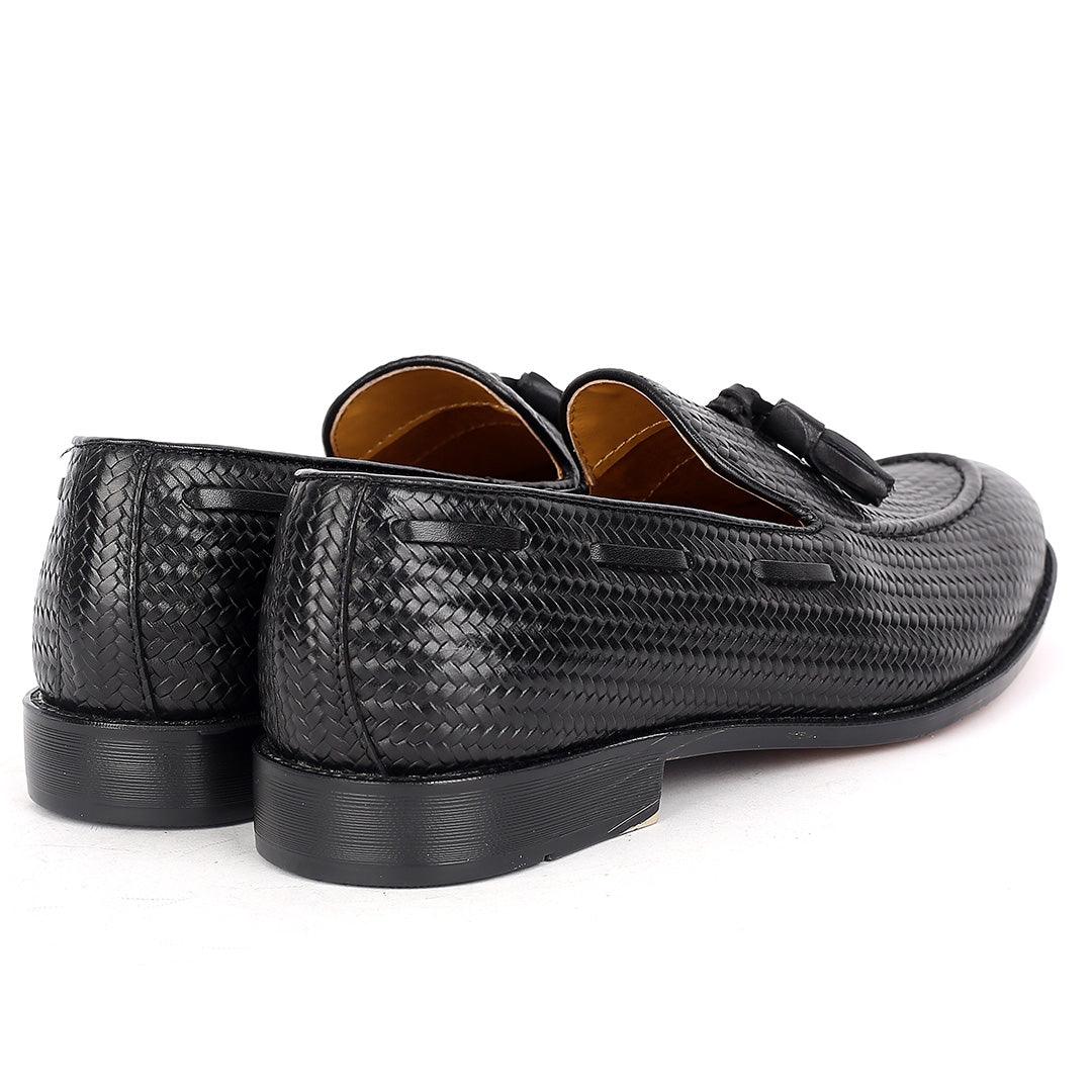 John Foster Full Woven Leather Skin Tassel Designed -Black - Obeezi.com