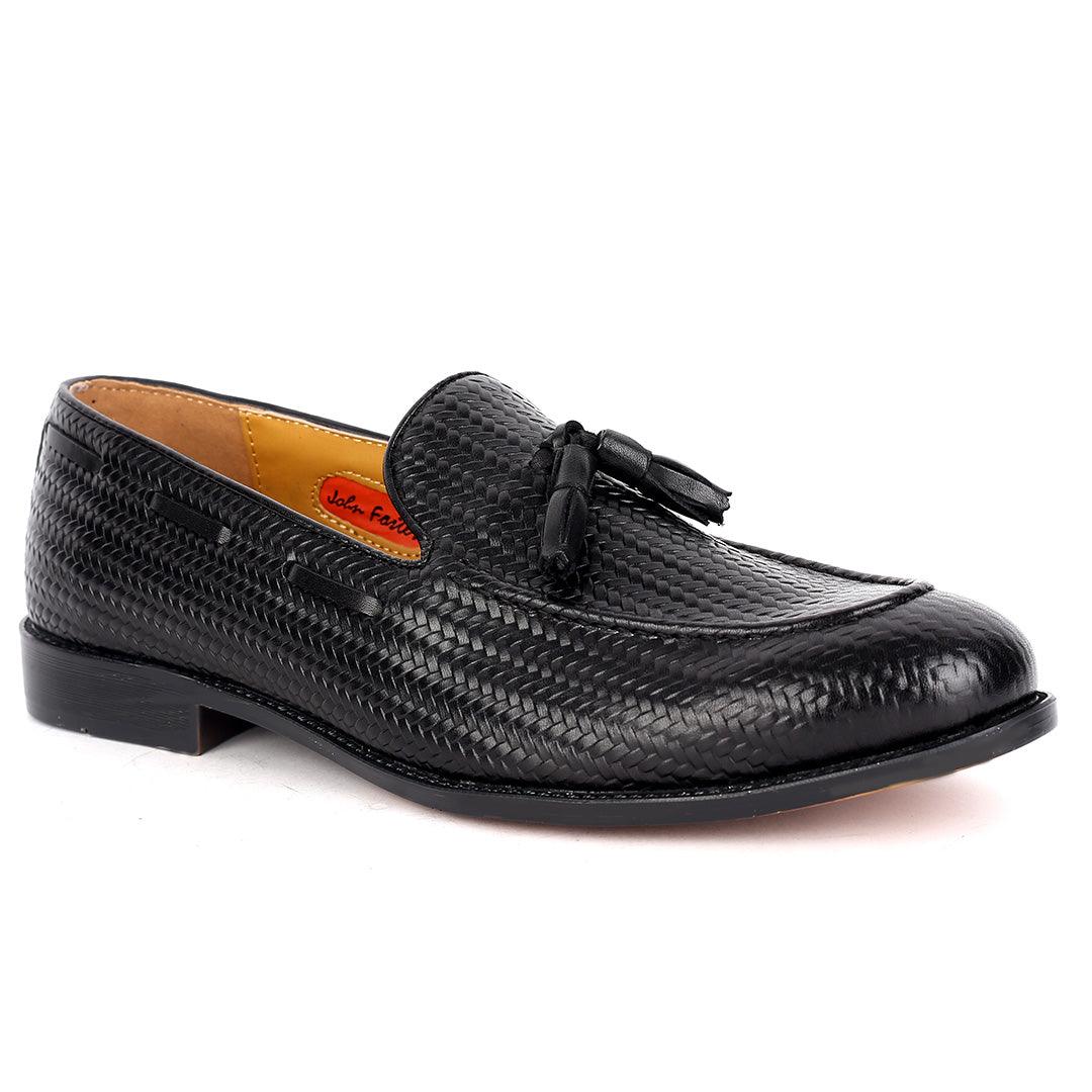 John Foster Full Woven Leather Skin Tassel Designed -Black - Obeezi.com