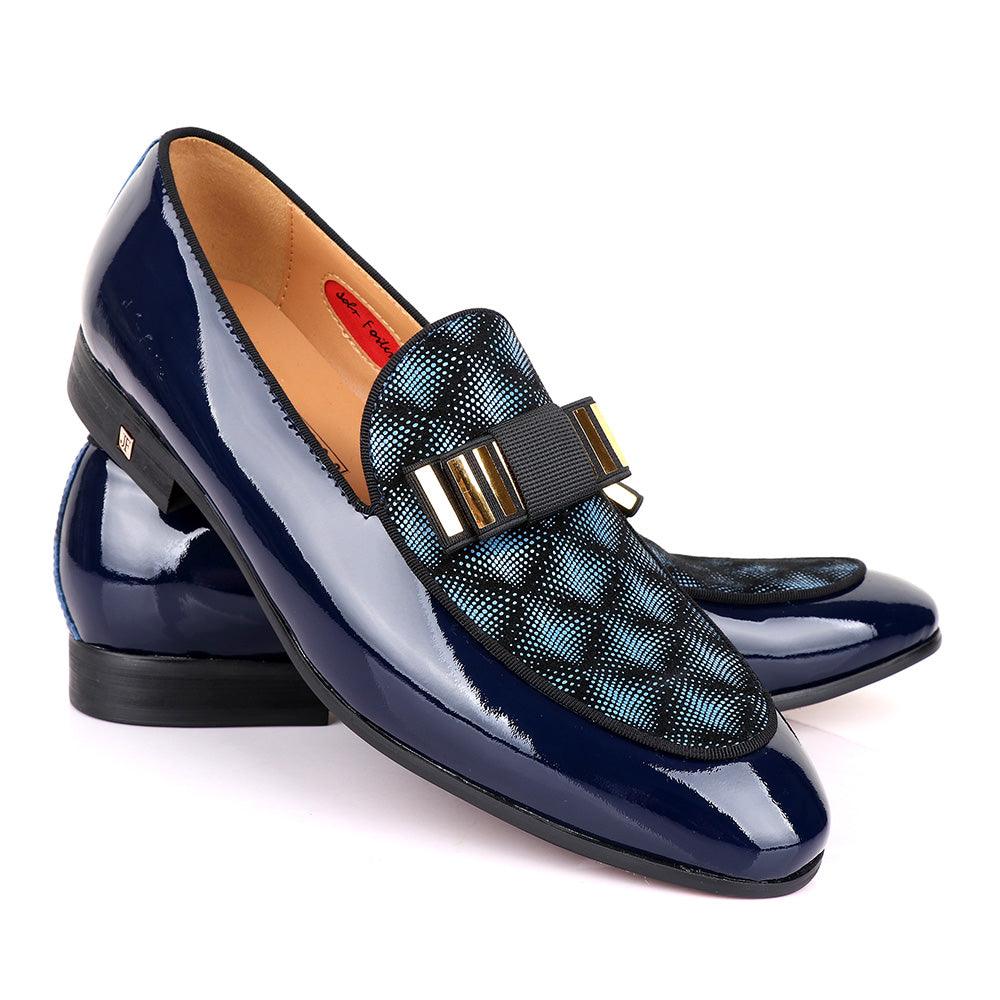 John Foster Glossy Blue Leather Shoe - Obeezi