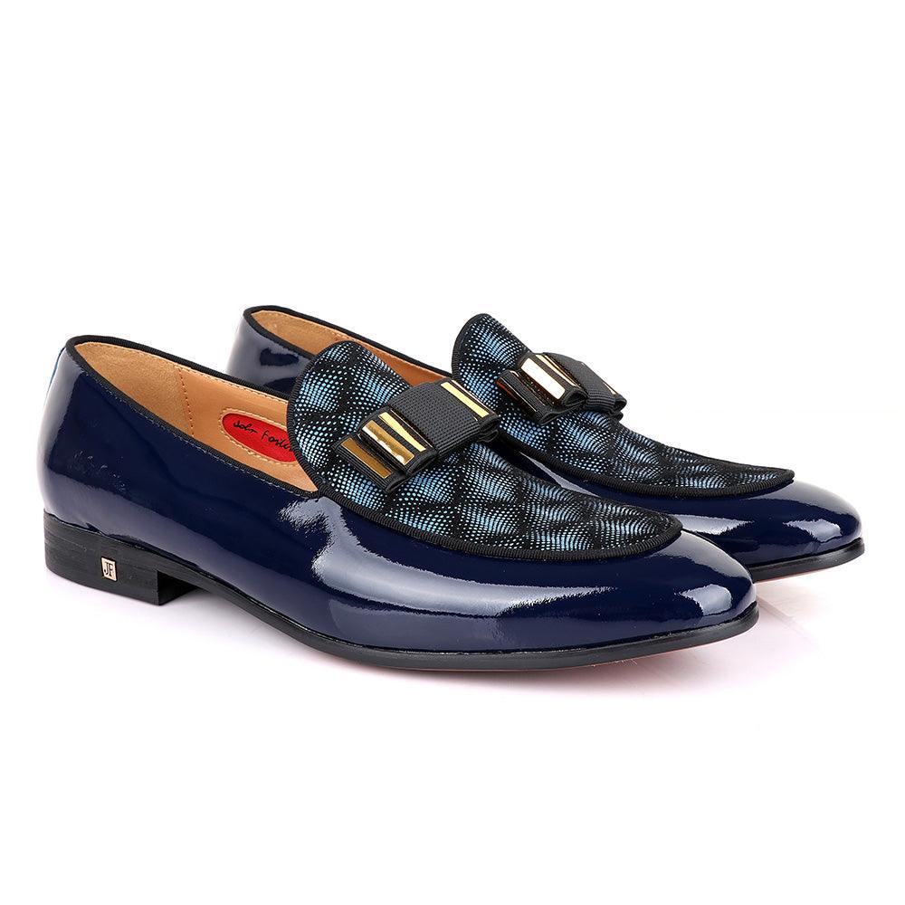 John Foster Glossy Blue Leather Shoe - Obeezi