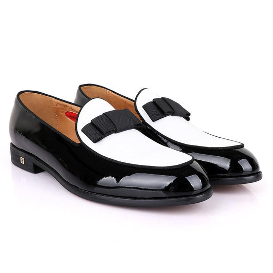 John Foster Glossy With White Upper Leather Bow Design - Obeezi