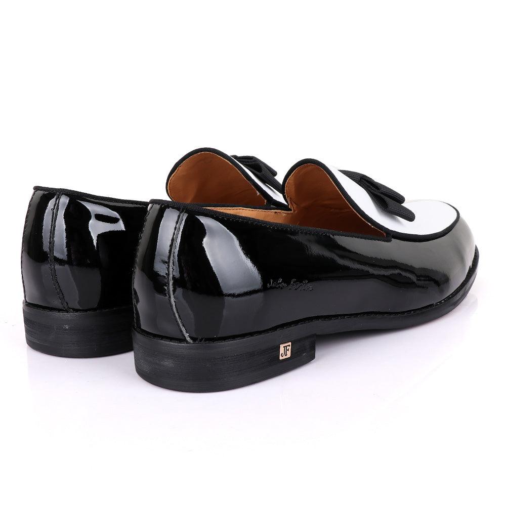 John Foster Glossy With White Upper Leather Bow Design - Obeezi