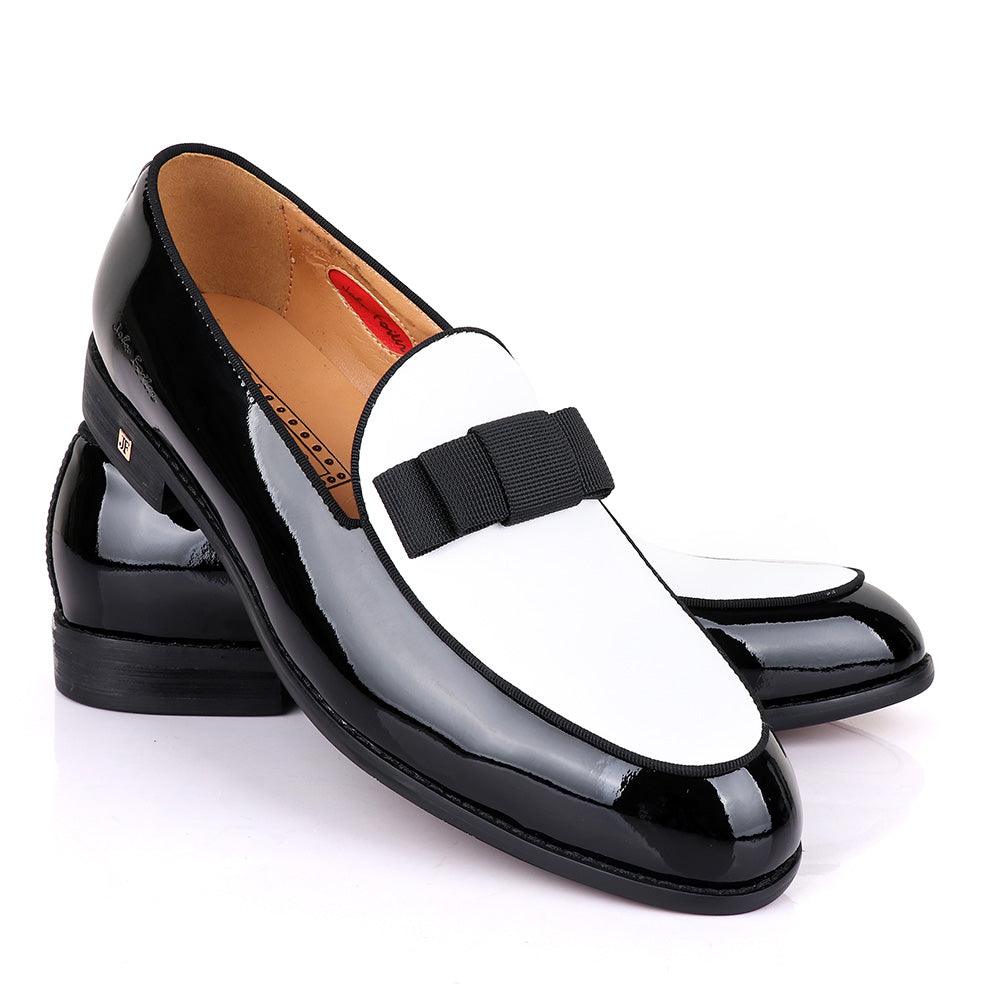 John Foster Glossy With White Upper Leather Bow Design - Obeezi