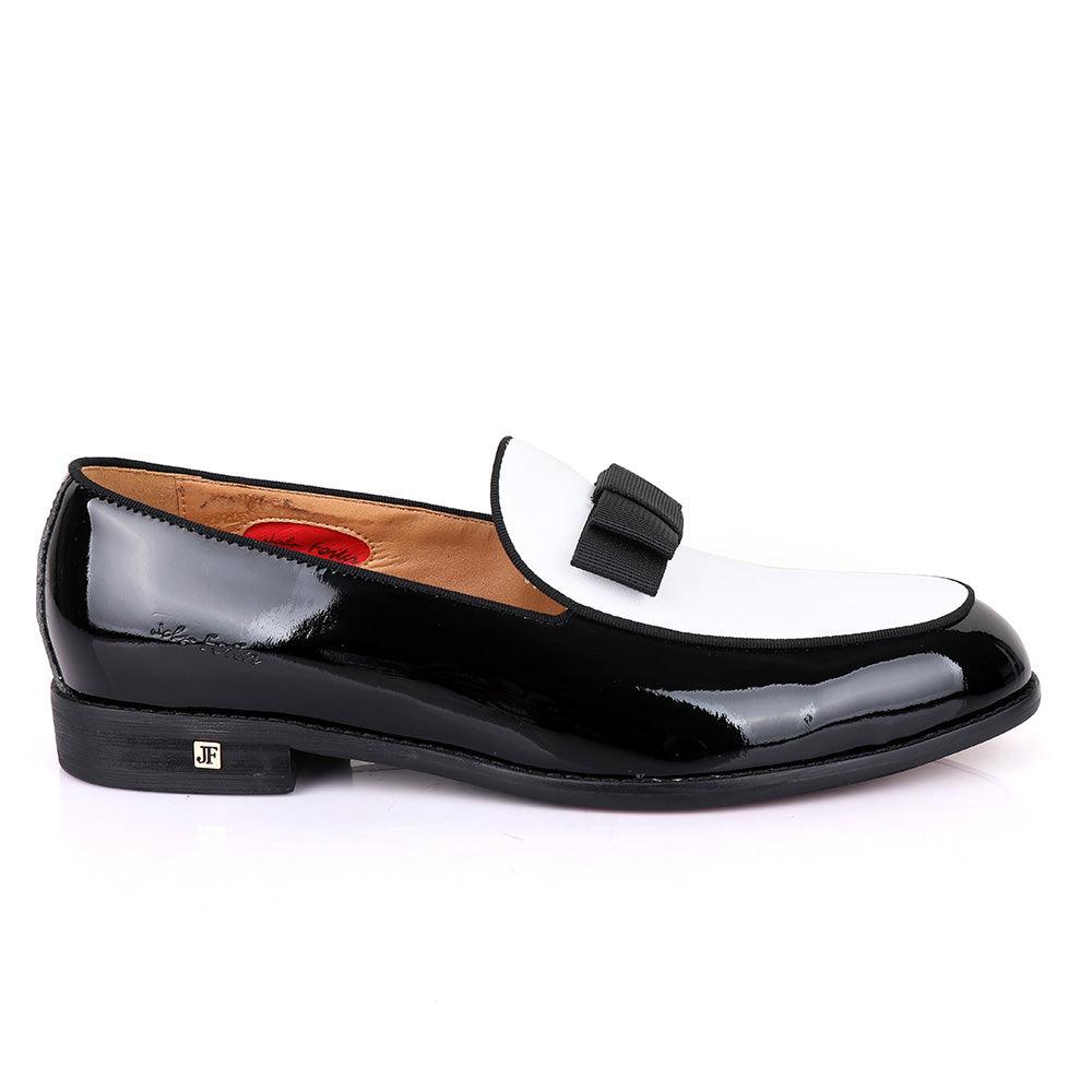 John Foster Glossy With White Upper Leather Bow Design - Obeezi