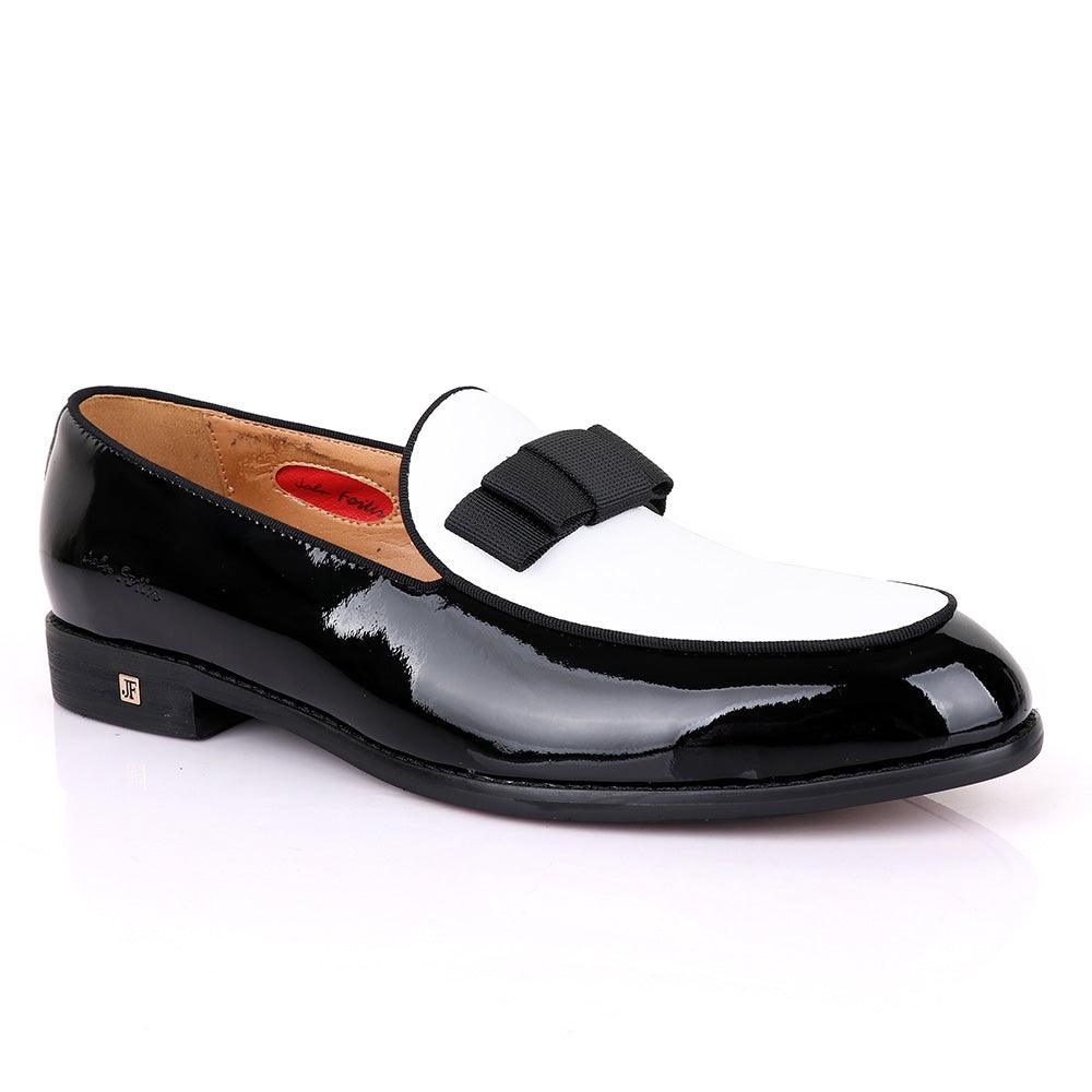 John Foster Glossy With White Upper Leather Bow Design - Obeezi