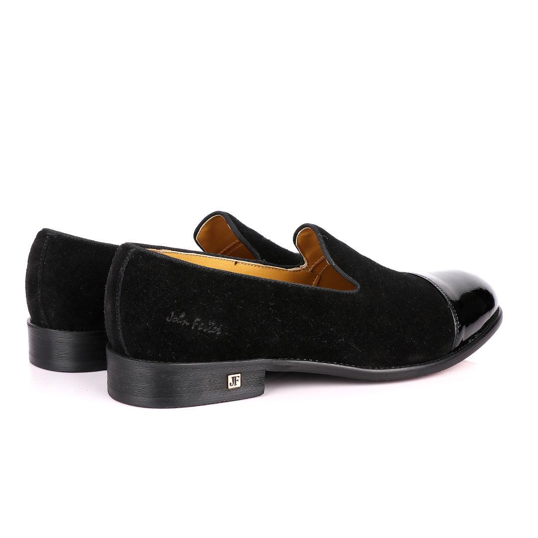 John Foster Half Wetlips And Suede Black Loafer Shoe - Obeezi
