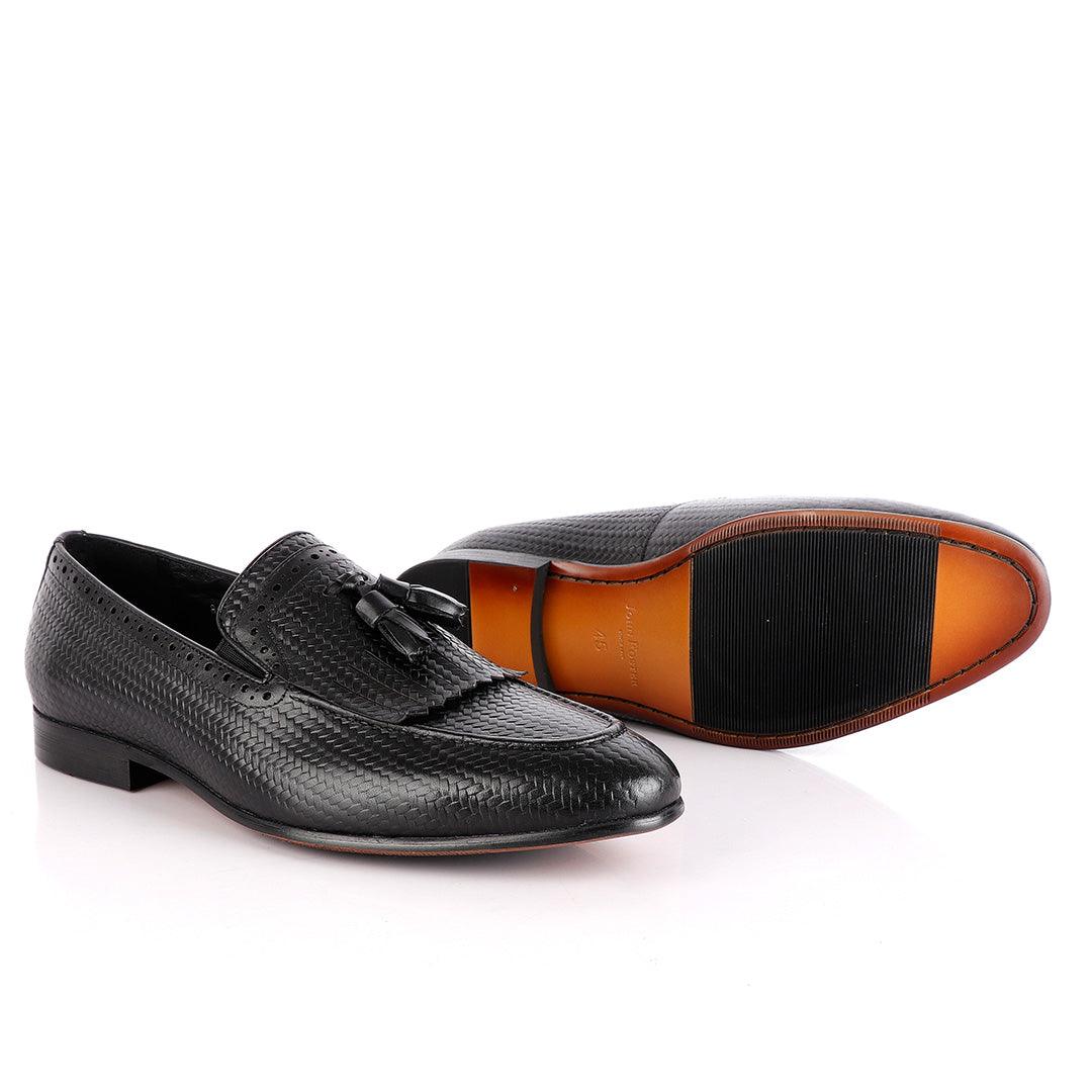 John Foster Harvard Bandeira Black Fringe Tassel Shoe - Obeezi