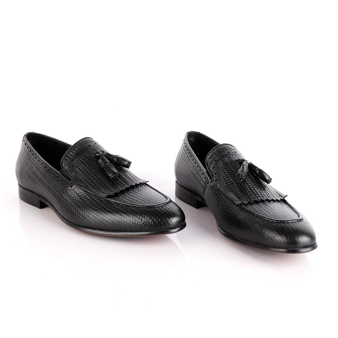John Foster Harvard Bandeira Black Fringe Tassel Shoe - Obeezi