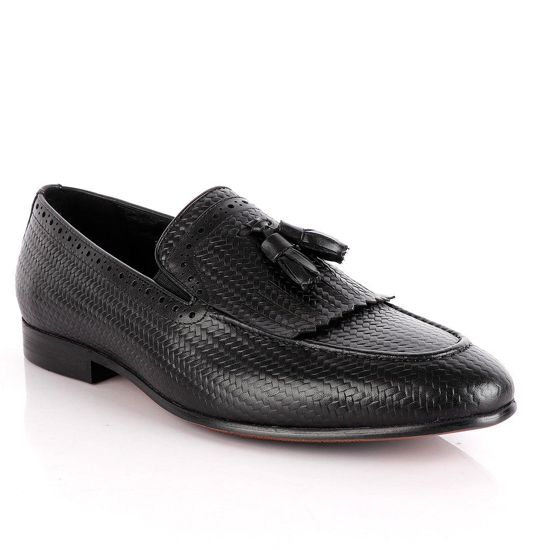 John Foster Harvard Bandeira Black Fringe Tassel Shoe - Obeezi