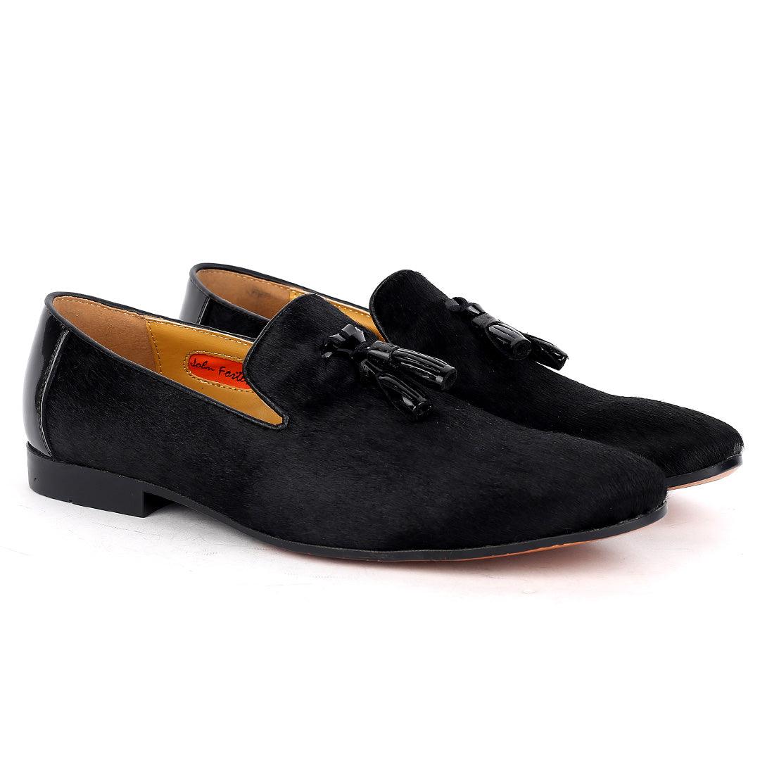 John Foster Horse Hair Leather Tassel Men's -Black - Obeezi.com