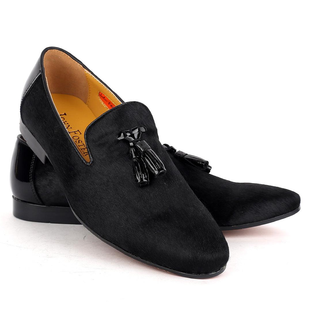 John Foster Horse Hair Leather Tassel Men's -Black - Obeezi.com