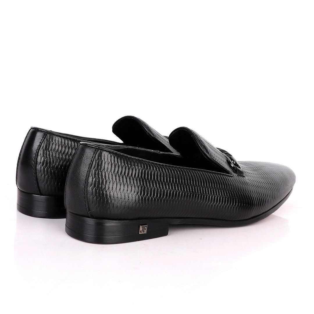 John Foster Inter Woven Design Leather Shoe-Black - Obeezi