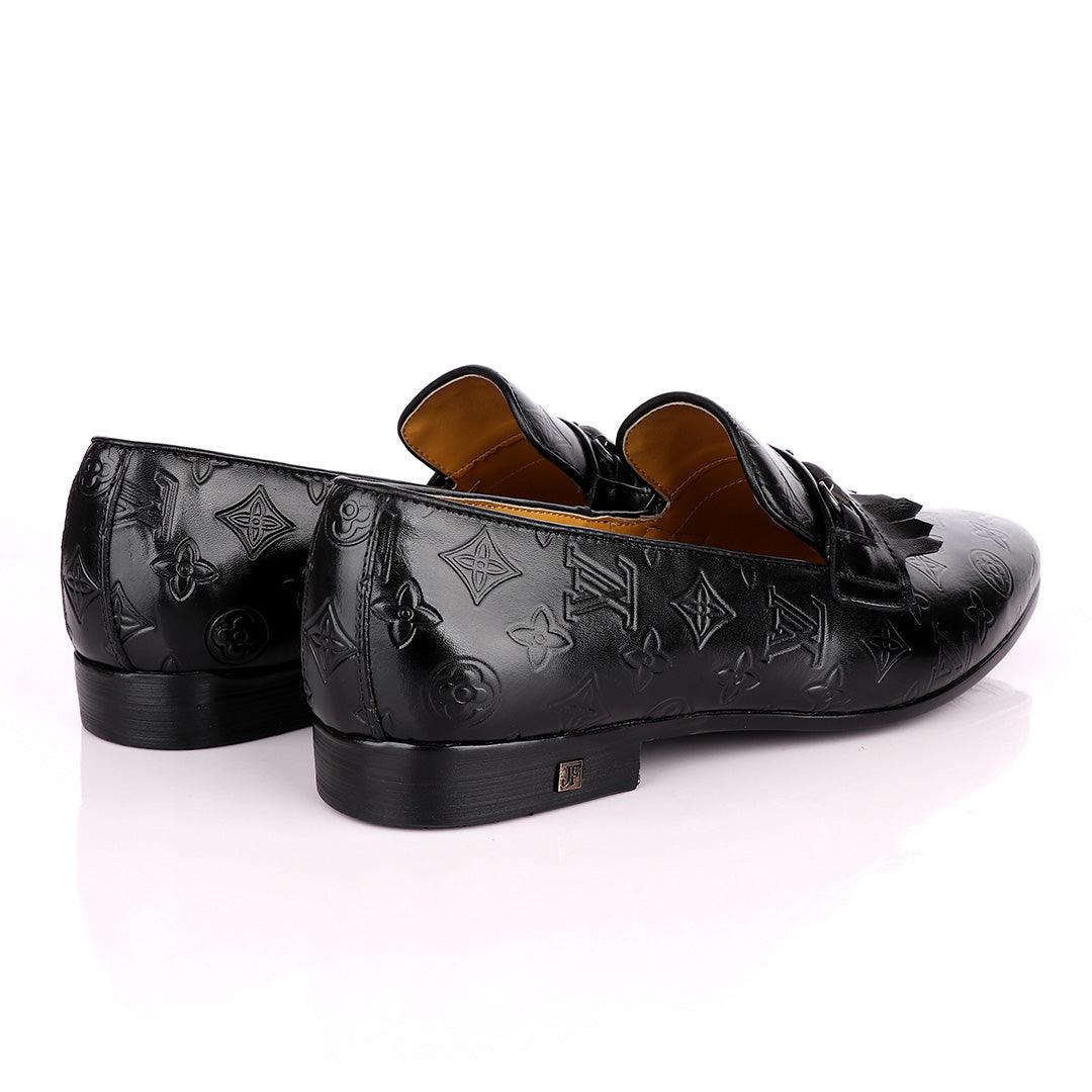 John Foster "LV croc Skin" French Classic Black Shoes - Obeezi