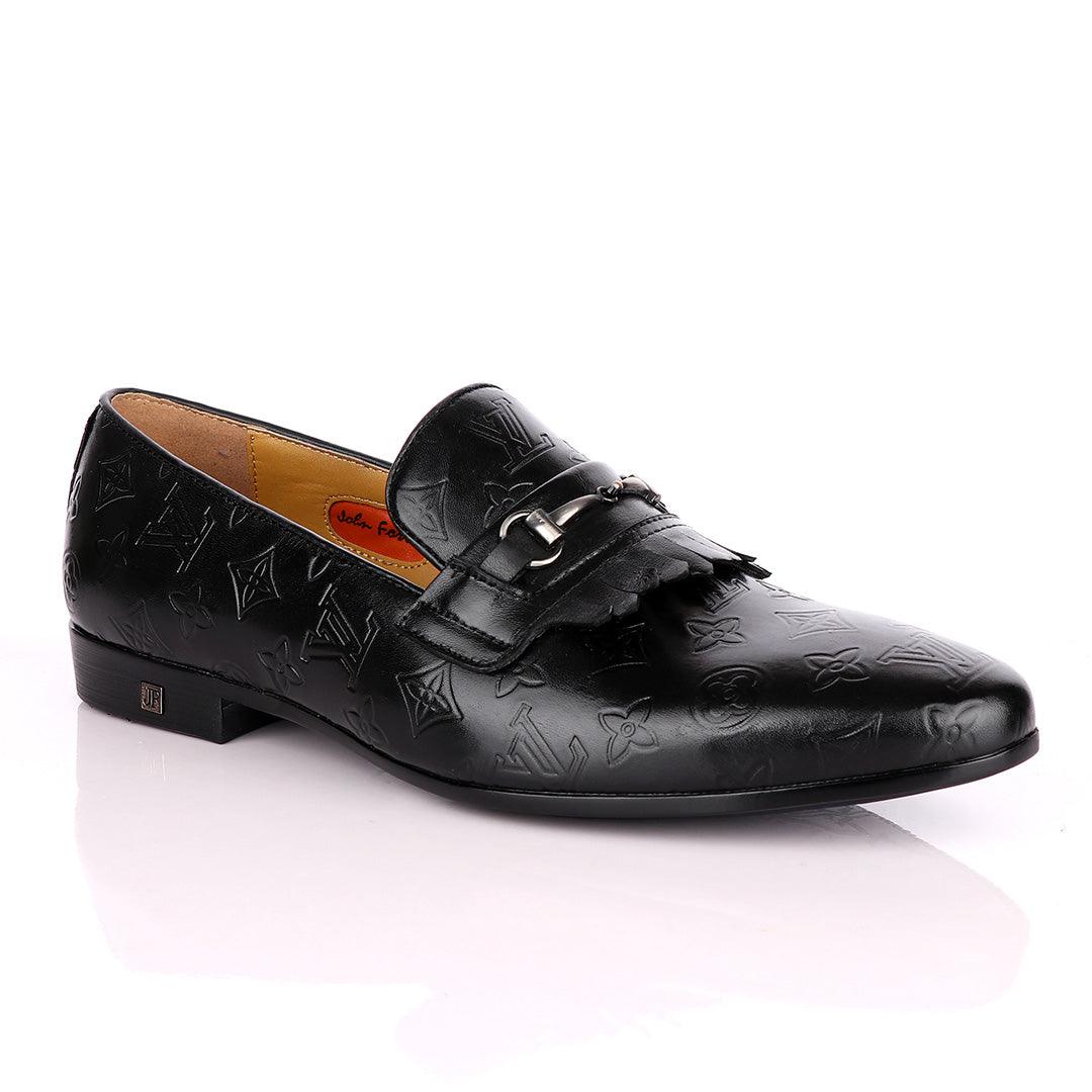 John Foster "LV croc Skin" French Classic Black Shoes - Obeezi