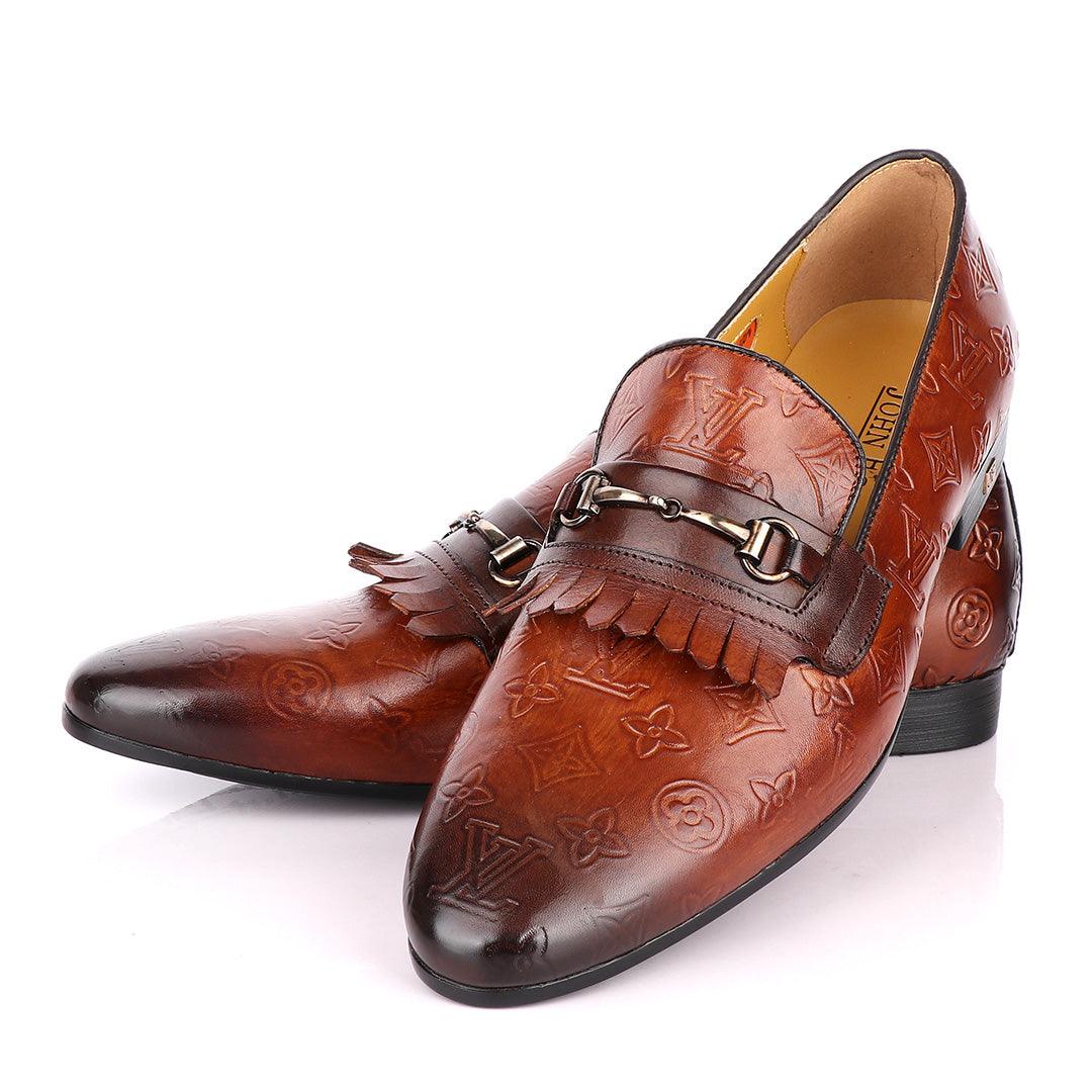John Foster "LV croc Skin" French Classic Coffee Brown Shoes - Obeezi