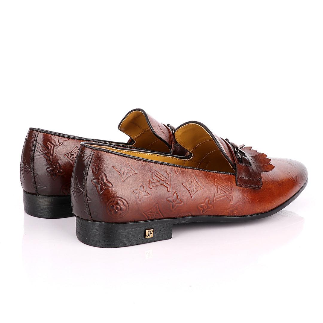 John Foster "LV croc Skin" French Classic Coffee Brown Shoes - Obeezi
