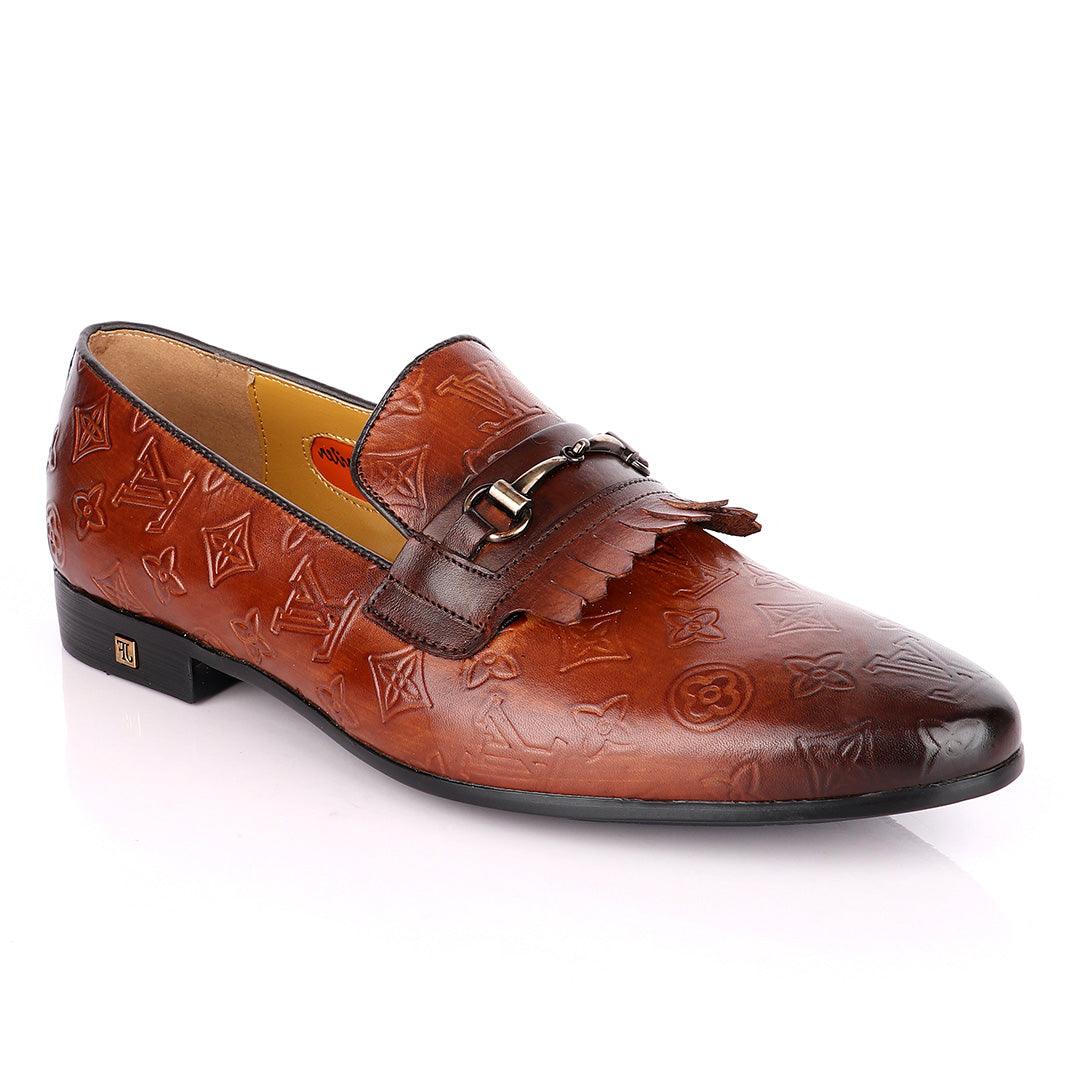 John Foster "LV croc Skin" French Classic Coffee Brown Shoes - Obeezi